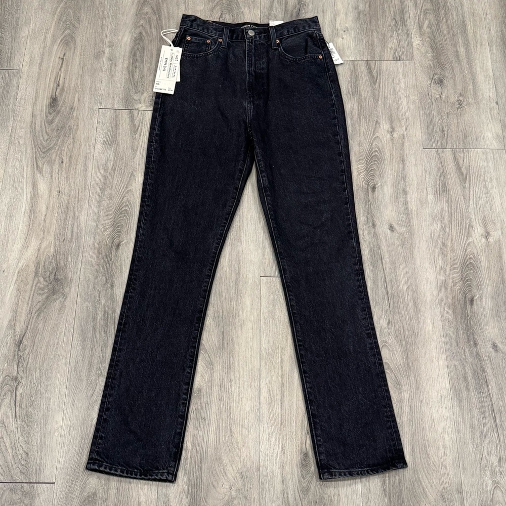 Denim Forum High-Rise Straight Jeans in Black